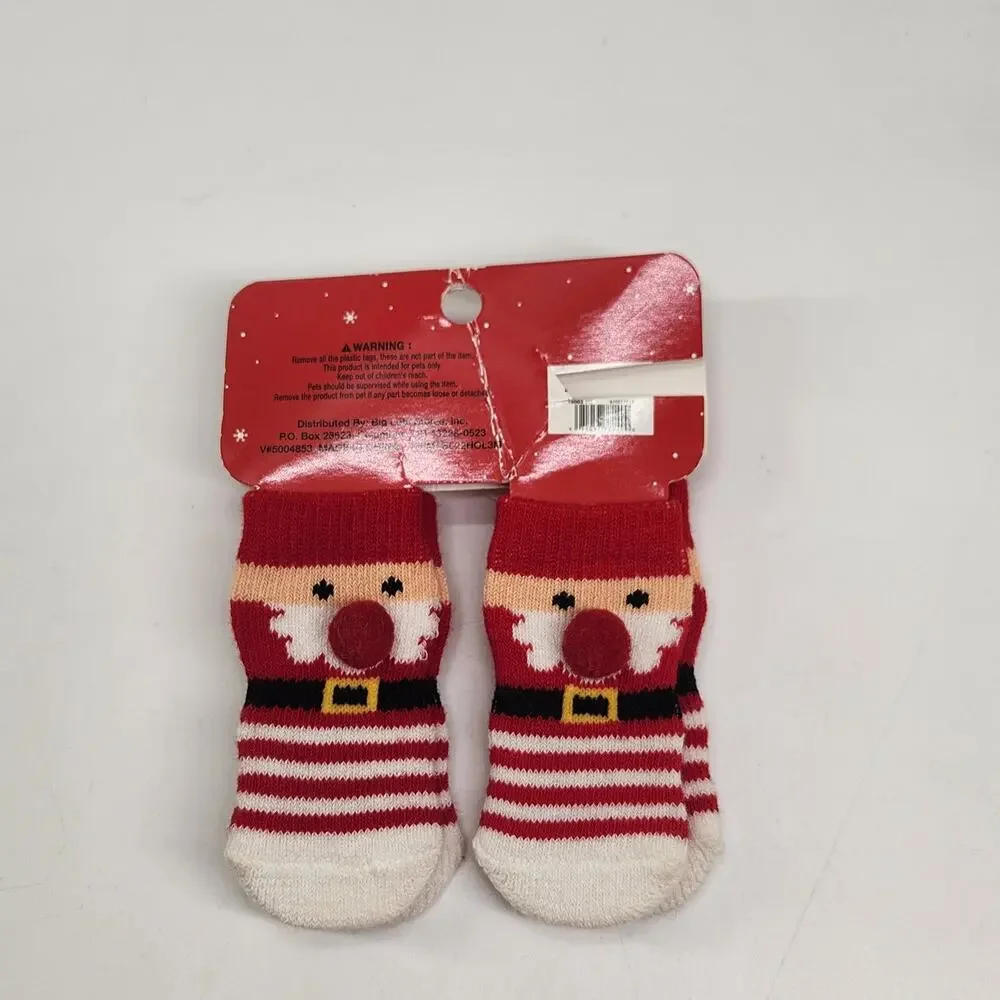 Happy Howlidays Santa Claus Christmas Pet Dog Cat Socks Medium Non-Slip Gift